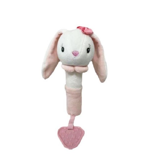 Zabawka z dźwiękiem - Króliczek 17 cm biało-różowy Zabawka z dźwiękiem - Króliczek 17 cm biało-różowy