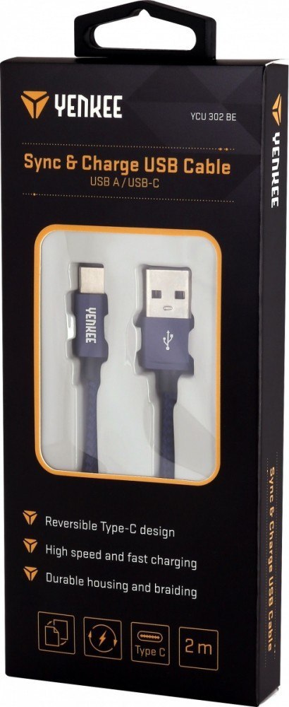 Kabel USB A 2.0 / USB C transfer danych 480Mb/s /3A Kabel USB A 2.0 / USB C transfer danych 480Mb/s /3A