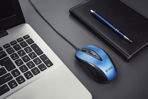 Mysz przewodowa USB , 4 przyciski, optyczna, symetryczna, Błękit Mysz przewodowa USB , 4 przyciski, optyczna, symetryczna, Błękit