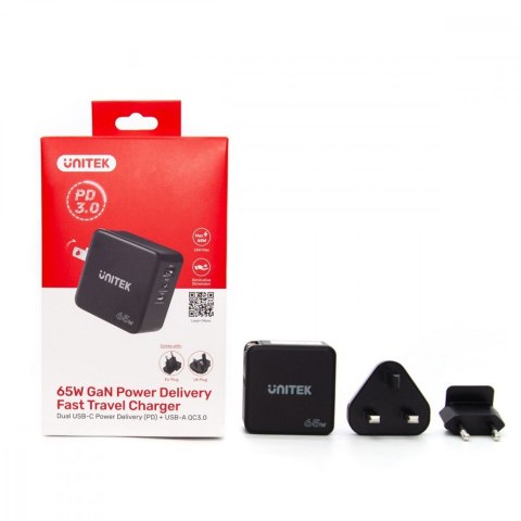 Ładowarka Sieciowa Travel GAN 2x USB-C 1x USB-A 65W; P1117B Ładowarka Sieciowa Travel GAN 2x USB-C 1x USB-A 65W; P1117B