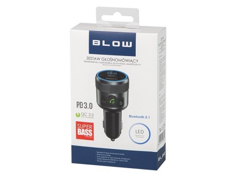 Transmiter FM Bluetooth5.1 + QC3.0 + PD 24W Transmiter FM Bluetooth5.1 + QC3.0 + PD 24W