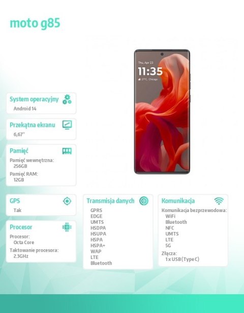 Smartfon moto g85 5G 12/256 GB szary Smartfon moto g85 5G 12/256 GB szary