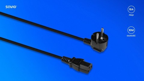 Kabel zasilający CEE 7/7 (E/F) - IEC C13, 10 m, CL-182 Kabel zasilający CEE 7/7 (E/F) - IEC C13, 10 m, CL-182