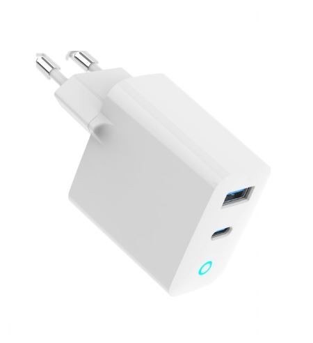 Ładowarka USB-A/C GaN LED 30W PD QC3.0 biała Ładowarka USB-A/C GaN LED 30W PD QC3.0 biała