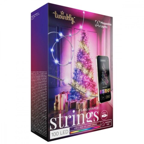 Inteligentne lampki dekoracyjne Strings USB-C (Candies) 100 LED RGB, perły, przezroczysty przewód, 6 m Inteligentne lampki dekoracyjne Strings USB-C (Candies) 100 LED RGB, perły, przezroczysty przewód, 6 m