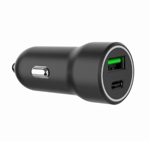Ładowarka samochodowa USB-A/USB-C 20W PD czarna Ładowarka samochodowa USB-A/USB-C 20W PD czarna