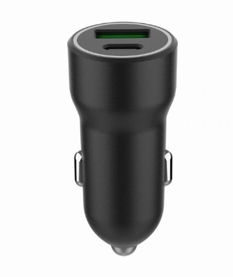 Ładowarka samochodowa USB-A/USB-C 20W PD czarna Ładowarka samochodowa USB-A/USB-C 20W PD czarna