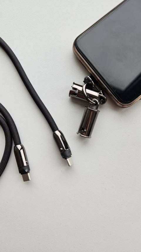 Kabel 2w1 USB C smycz 1.2 m czarny Kabel 2w1 USB C smycz 1.2 m czarny