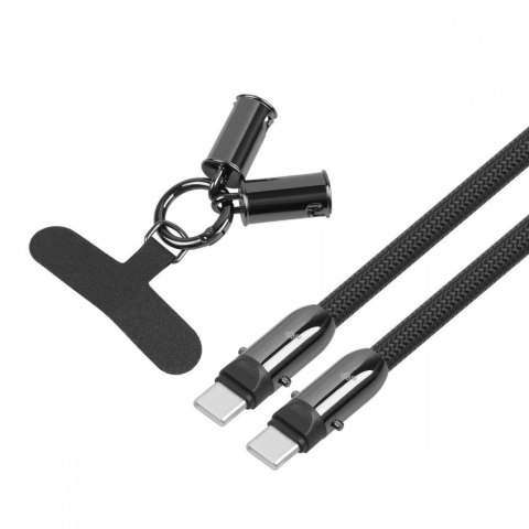 Kabel 2w1 USB C smycz 1.2 m czarny Kabel 2w1 USB C smycz 1.2 m czarny