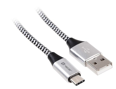 Kabel USB 2.0 TY PE-C A Male 1.0m czarno-srebrny Kabel USB 2.0 TY PE-C A Male 1.0m czarno-srebrny