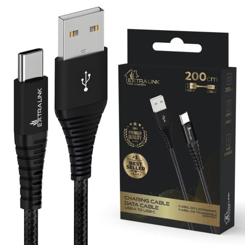 Kabel USB Typ-A do USB Typ-C Smart Life Braided 15W 2m czarny Kabel USB Typ-A do USB Typ-C Smart Life Braided 15W 2m czarny