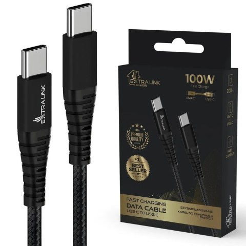 Kabel USB Typ-C do USB Typ-C Smart Life Braided 100W 2m czarny Kabel USB Typ-C do USB Typ-C Smart Life Braided 100W 2m czarny