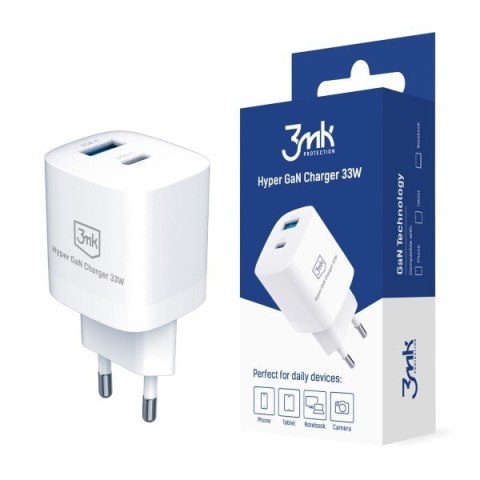 Ładowarka sieciowa 33W 1xUSB-C + 1xUSB-A GaN PD Ładowarka sieciowa 33W 1xUSB-C + 1xUSB-A GaN PD