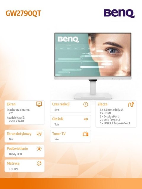 Monitor 27 cali GW2790QT 2K 5ms/IPS/HDMI/100Hz Monitor 27 cali GW2790QT 2K 5ms/IPS/HDMI/100Hz