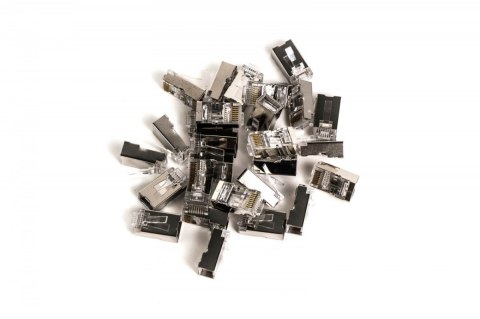Wtyk RJ45 (8P8C) przelotowy, kat.6, ekranowany, AWG 26-24, opakowanie 100 szt. Wtyk RJ45 (8P8C) przelotowy, kat.6, ekranowany, AWG 26-24, opakowanie 100 szt.