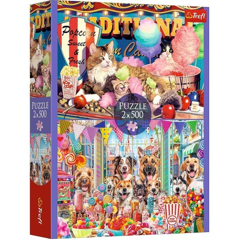 Puzzle 2x500 elementów Puszyści przyjaciele kotki pieski Puzzle 2x500 elementów Puszyści przyjaciele kotki pieski
