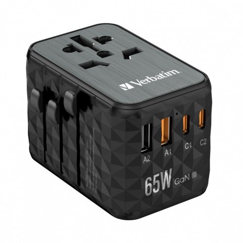 Adapter podróżny UTA-05 32120 ładowarka GaN 65W 180 krajów, 2x USB-C, 2x USB-A, PD 65W, QC 4+ Adapter podróżny UTA-05 32120 ładowarka GaN 65W 180 krajów, 2x USB-C, 2x USB-A, PD 65W, QC 4+