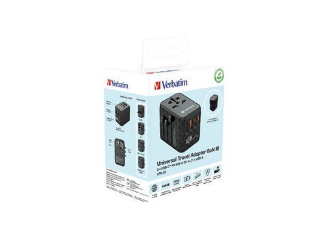 Adapter podróżny UTA-05 32120 ładowarka GaN 65W 180 krajów, 2x USB-C, 2x USB-A, PD 65W, QC 4+ Adapter podróżny UTA-05 32120 ładowarka GaN 65W 180 krajów, 2x USB-C, 2x USB-A, PD 65W, QC 4+