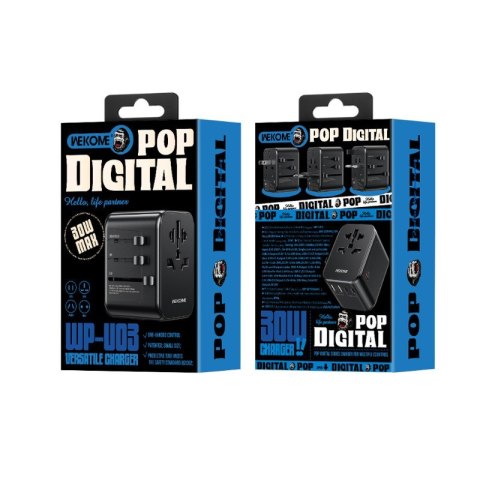 Ładowarka / Adapter podróżny Pop Digital Series EU / UK / US / AU + 3x USB-C & 2x USB-A 30W Czarny Ładowarka / Adapter podróżny Pop Digital Series EU / UK / US / AU + 3x USB-C & 2x USB-A 30W Czarny