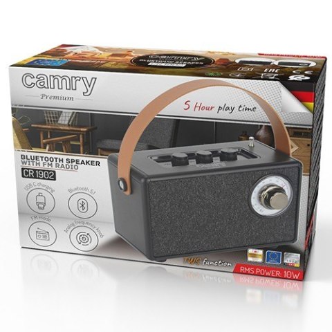 Głośnik Bluetooth CR1902 FM USB-C czarny Głośnik Bluetooth CR1902 FM USB-C czarny