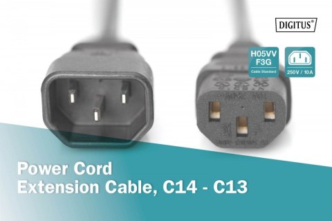 Kabel przedłużający zasilający Typ IEC C14/IEC C13 M/Ż czarny 1,8m Kabel przedłużający zasilający Typ IEC C14/IEC C13 M/Ż czarny 1,8m