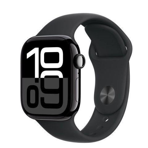 Watch Series 10 GPS, koperta 42 mm z aluminium w kolorze onyksu z paskiem sportowym w kolorze czarnym - rozmiar S/M Watch Series 10 GPS, koperta 42 mm z aluminium w kolorze onyksu z paskiem sportowym w kolorze czarnym - rozmiar S/M