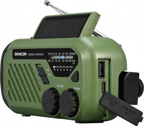Radio przenośne alarmowe AM/FM, latarka, power bank, bateria słoneczna Radio przenośne alarmowe AM/FM, latarka, power bank, bateria słoneczna