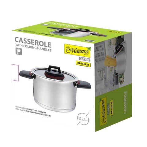 Garnek ze składanymi uchwytami 22cm, 4,2l MR-3530-22 Garnek ze składanymi uchwytami 22cm, 4,2l MR-3530-22