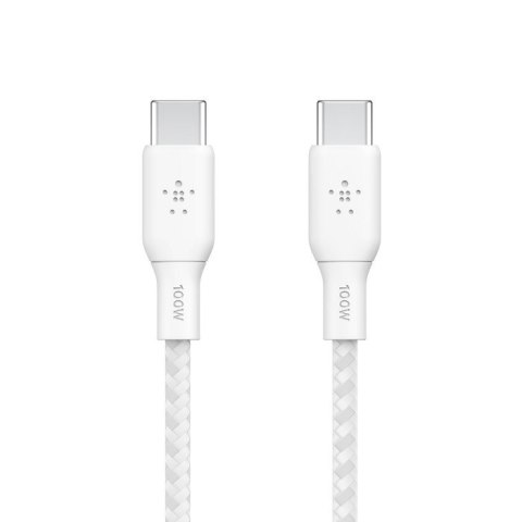 Kabel w oplocie USB-C do USB-C 100W 3m biały Kabel w oplocie USB-C do USB-C 100W 3m biały