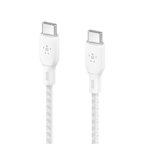 Kabel w oplocie USB-C do USB-C 100W 3m biały Kabel w oplocie USB-C do USB-C 100W 3m biały