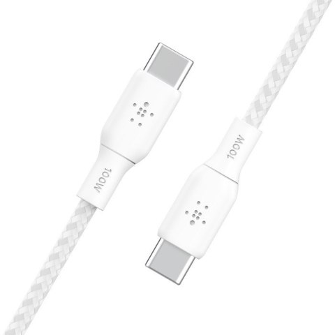 Kabel w oplocie USB-C do USB-C 100W 3m biały Kabel w oplocie USB-C do USB-C 100W 3m biały