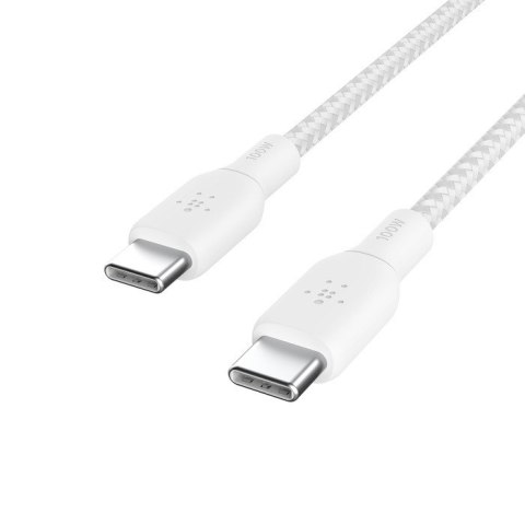 Kabel w oplocie USB-C do USB-C 100W 3m biały Kabel w oplocie USB-C do USB-C 100W 3m biały