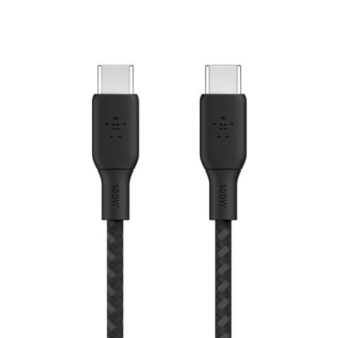 Kabel w oplocie USB-C do USB-C 100W 3m czarny Kabel w oplocie USB-C do USB-C 100W 3m czarny