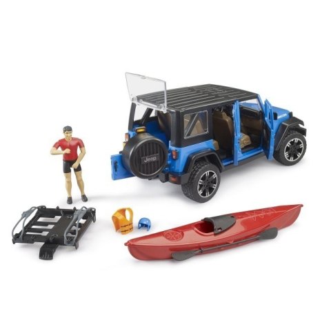 Pojazd Jeep Wrangler Rubicon z kajakiem i figurką Pojazd Jeep Wrangler Rubicon z kajakiem i figurką