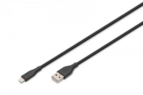 Kabel zasilający silikonowy USB-A - Lightning, USB 2.0 12W, certyfikat MFI, 2m Czarny Kabel zasilający silikonowy USB-A - Lightning, USB 2.0 12W, certyfikat MFI, 2m Czarny