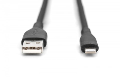 Kabel zasilający silikonowy USB-A - Lightning, USB 2.0 12W, certyfikat MFI, 2m Czarny Kabel zasilający silikonowy USB-A - Lightning, USB 2.0 12W, certyfikat MFI, 2m Czarny