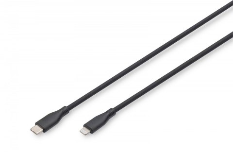 Kabel zasilający silikonowy USB-C - Lightning, USB 2.0 60W, certyfikat MFI, 1m Czarny Kabel zasilający silikonowy USB-C - Lightning, USB 2.0 60W, certyfikat MFI, 1m Czarny