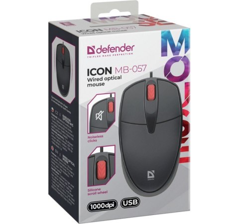 Mysz przewodowa silent click ICON MB-057 1000 DPI Czarna Mysz przewodowa silent click ICON MB-057 1000 DPI Czarna