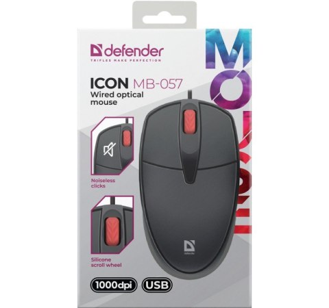Mysz przewodowa silent click ICON MB-057 1000 DPI Czarna Mysz przewodowa silent click ICON MB-057 1000 DPI Czarna