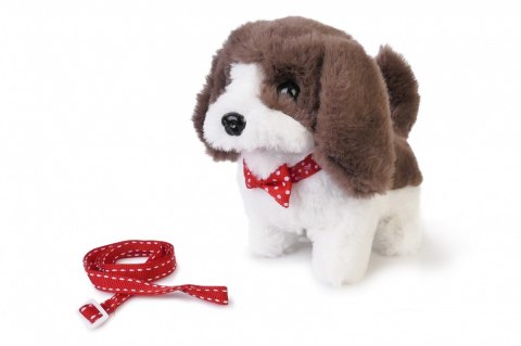 Piesek chodzący na smyczy biało-brązowy 14 cm Piesek chodzący na smyczy biało-brązowy 14 cm
