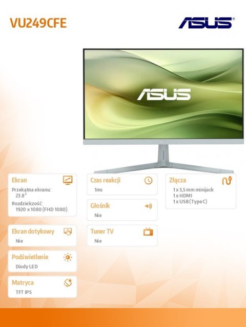 Monitor 24 cale VU249CFE-G IPS 100Hz USB-C