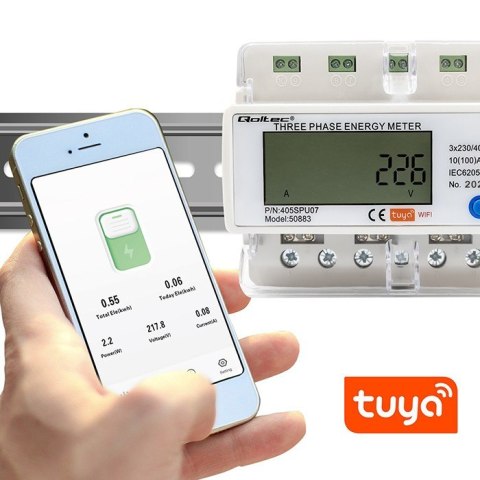 Trójfazowy elektroniczny licznik | miernik zużycia energii na szynę DIN | 400V | LCD | Wi-Fi Trójfazowy elektroniczny licznik | miernik zużycia energii na szynę DIN | 400V | LCD | Wi-Fi