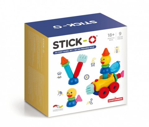 Klocki magnetyczne Stick-o Mój pierwszy zestaw z kołami 9 elementów Klocki magnetyczne Stick-o Mój pierwszy zestaw z kołami 9 elementów