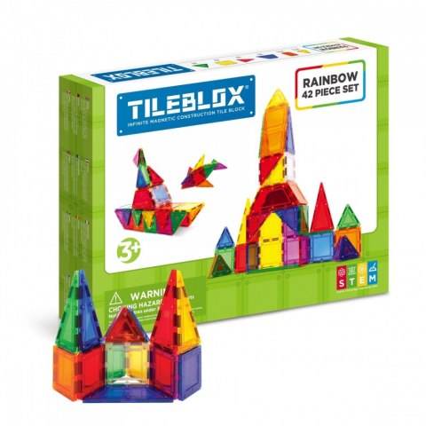 Klocki magnetyczne Tileblox Zestaw tęczowy 42 elementy Klocki magnetyczne Tileblox Zestaw tęczowy 42 elementy