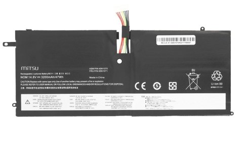 Bateria 45N1070 do Lenovo Thinkpad X1 Carbon 3200 mAh (47 Wh) 14.8V (14.4V) Bateria 45N1070 do Lenovo Thinkpad X1 Carbon 3200 mAh (47 Wh) 14.8V (14.4V)