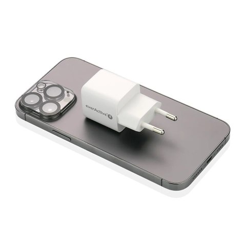 Ładowarka sieciowa GaN 1X USB, 1X USB-C 20W QC3.0 Biała Ładowarka sieciowa GaN 1X USB, 1X USB-C 20W QC3.0 Biała