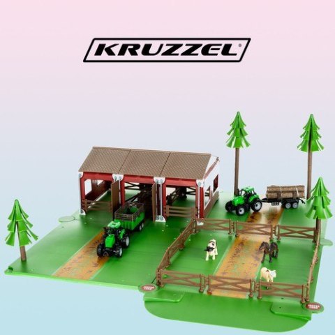 Farma ze zwierzętami + 2 autka rolnicze 22404 Kruzzel
