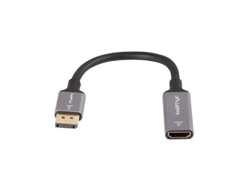 Adapter Displayport(M)- HDMI(F)8K na kablu 20cm srebrny Adapter Displayport(M)- HDMI(F)8K na kablu 20cm srebrny