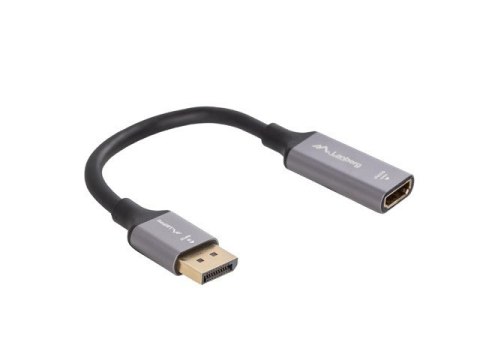 Adapter Displayport(M)- HDMI(F)8K na kablu 20cm srebrny Adapter Displayport(M)- HDMI(F)8K na kablu 20cm srebrny