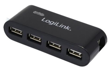 HUB USB 2.0 4-portowy z zasilaczem, czarny HUB USB 2.0 4-portowy z zasilaczem, czarny